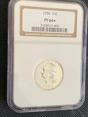 1950 Proof Washington Quarter Certified NGC PF 64*