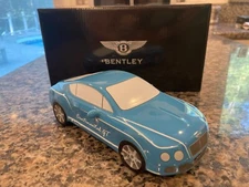 NOS BENTLEY CONTINENTAL GT CERAMIC CAR COIN BANK IN BLUE. BL-775 UNUSED & BOXED.