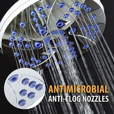 Aquadance® Antimicrobial High Pressure Rain Shower Head With 6-settings 