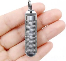 2 Compartments Design Titanium Portable Keychain Pill Holder, Silver