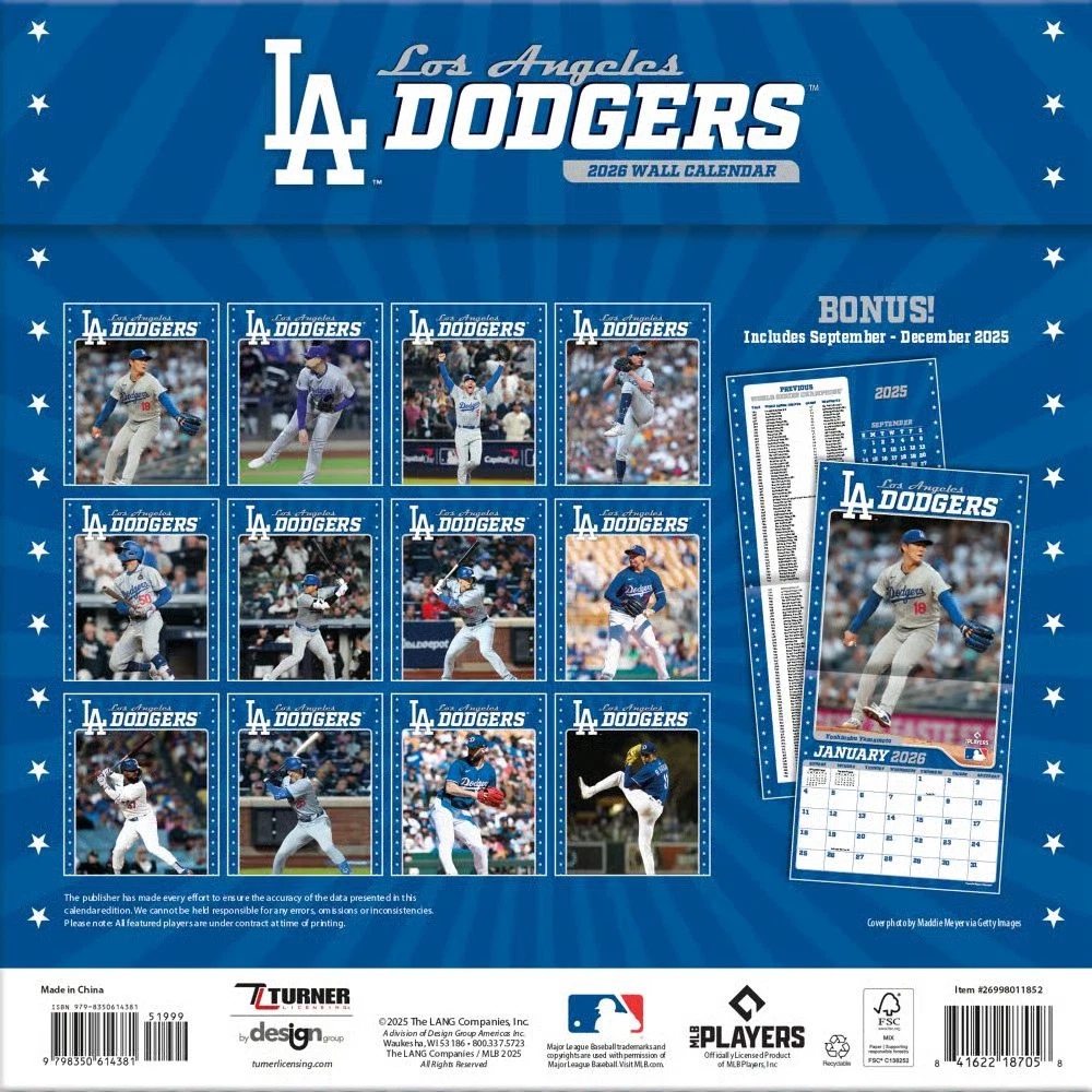 Los Angeles Dodgers 2026 Wall Calendar