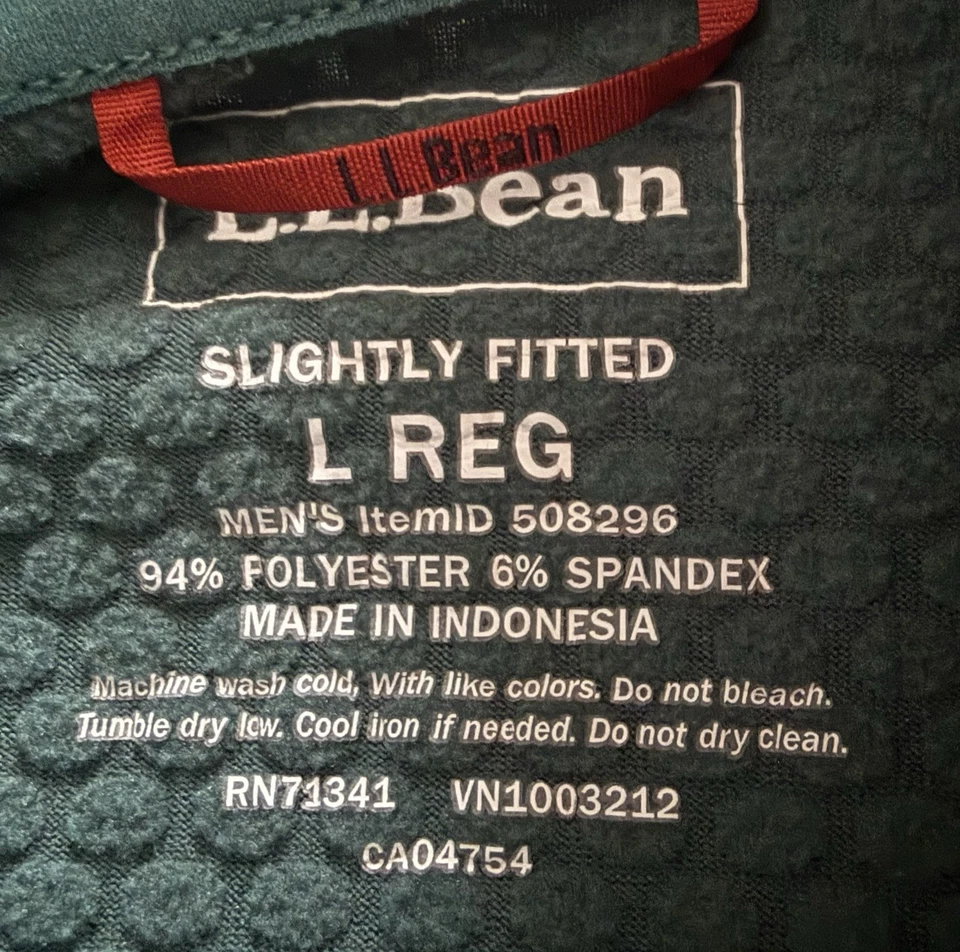 LL Bean приключение сетки флис 1/4 молнии пуловер мужчин L зеленый слегка облегающая рубашка - Изображение 4 из 4