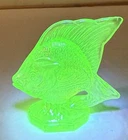 Fenton Topaz Vaseline Uranium Glass Fish Sunfish Figurine Glows
