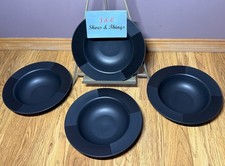 Nautica Arctic Nights Set Of 4 Stoneware Rim Soup Bowls 8 1/4” Black Gray EUC