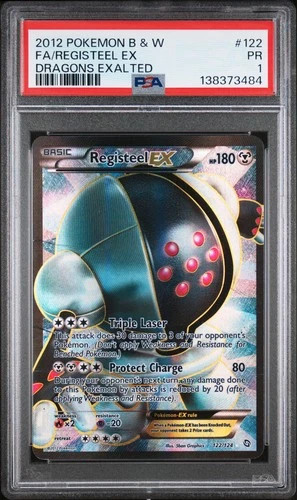 2012 POKEMON BLACK & WHITE DRAGONS EXALTED #122 FULL ART/REGISTEEL EX PSA 1
