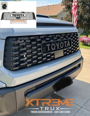 Fits 2014-2021 Toyota Tundra TRD Pro Style Mesh Grille Black w/ Black Lettering