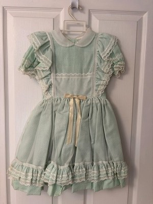 VTG Betty Oden Green Polka Dot Full Circle Party Dress Sz 6x Pageant New!
