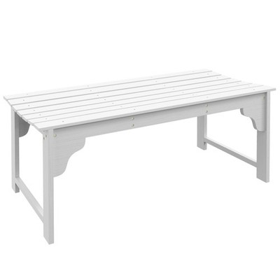 Outsunny White Wooden Backless Outdoor Garden Bench Slatted