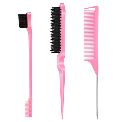 3 Pcs Slick Back Hair Brush, Rat Tail Comb, Edge | Bristle Brush, Hair Accessori