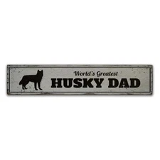 Husky Dad Rustic Distressed Sign, Personalized Wood Sign