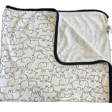 Carter's Just One You Baby Blanket Blue White Elephant Receiving Cotton 29.5x35