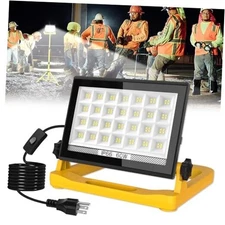  Portable LED Work Light LED Flood Light Outdoor, 13ft Cord with 60W 6000K