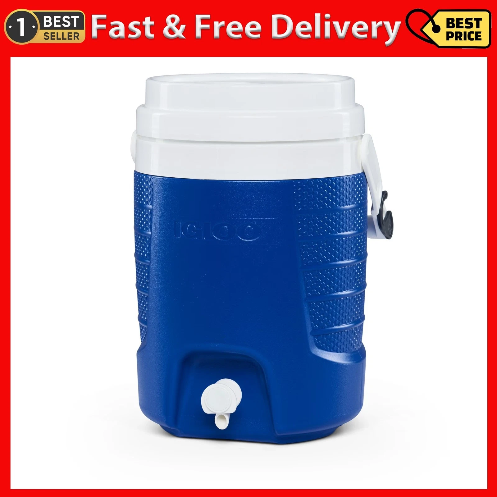 Igloo 2 Gallon Sports Plastic Beverage Jug with Hooks, Blue