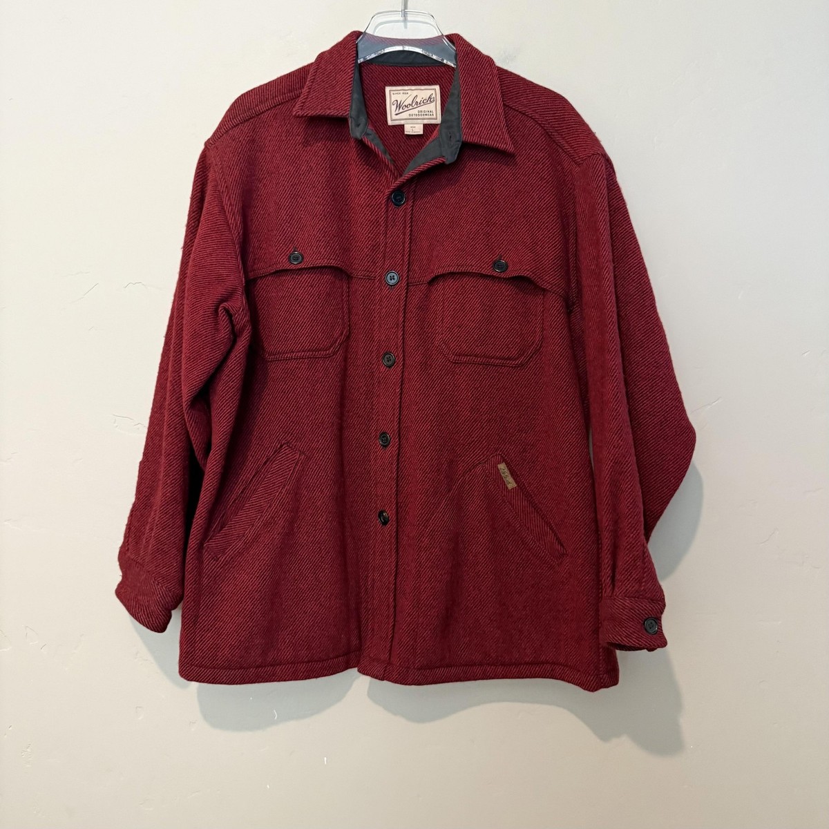 Vintage Woolrich Mackinaw Shirt Jacket Mens Large Red Wool Blend