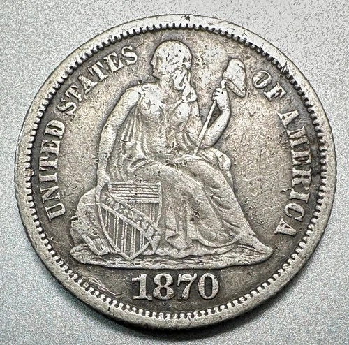 1870  SEATED LIBERTY DIME   XF DETAILS #1529
