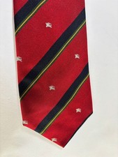 Burberry Regimental Red Silk Tie Used 90s Classic Men's Accessories