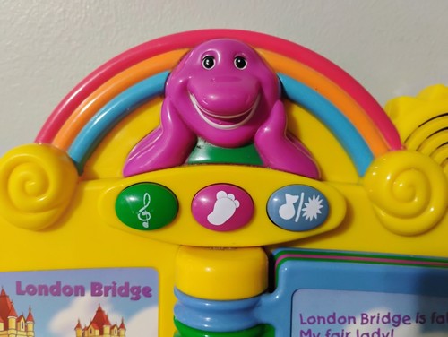 Vintage Barney der Dinosaurier musikalische Kinderreime Klavier Buch Spielzeug FUNKTIONIERT - Bild 2 von 14
