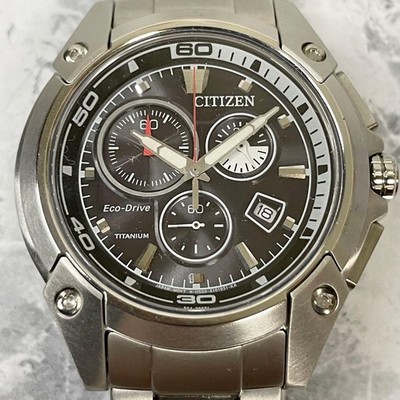 Citizen Eco Drive Chronograph Watch Titanium Mens Wristwatch Solar Model