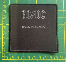AC/DC BACK IN BLACK ALBUM COVER PRINTED SEW OR IRON ON PATCH OFFICIALLY LICENSED