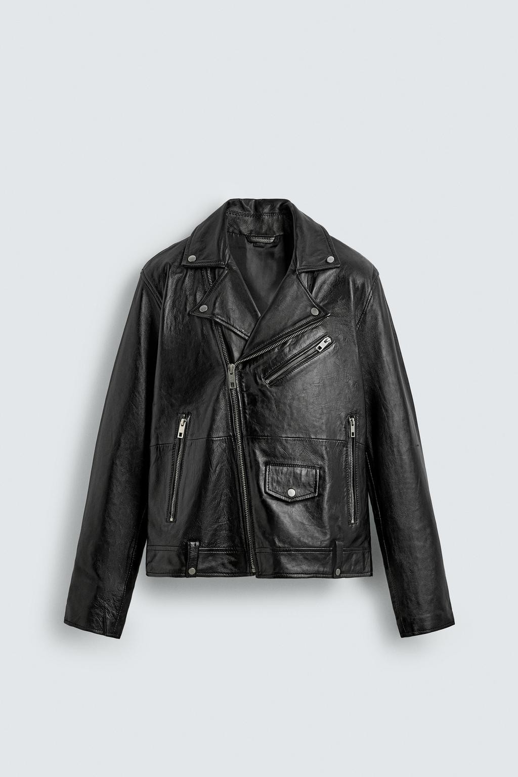 Zara Man Real Leather Biker Jacket. Medium Great fit. NWT. Light. Sold Out. image 7