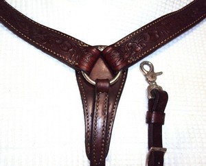 Vintage Western Breast Collar- Tooled Design -Quality Leather- Full Size - GREAT