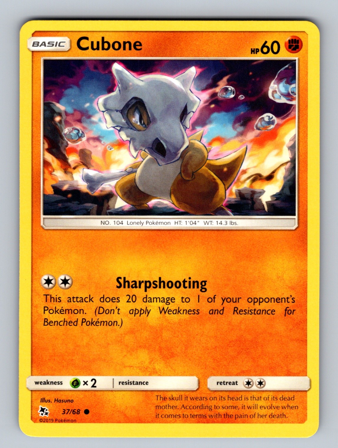 Cubone 37/68 Common Hidden Fates LP - NM Pokemon TCG