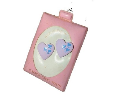 Vintage 80s Hyporific Heart Studs Barbiecore Coquette Aesthetic