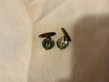 VINTAGE ENAMEL SCOTTISH THISTLE CUFF LINKS