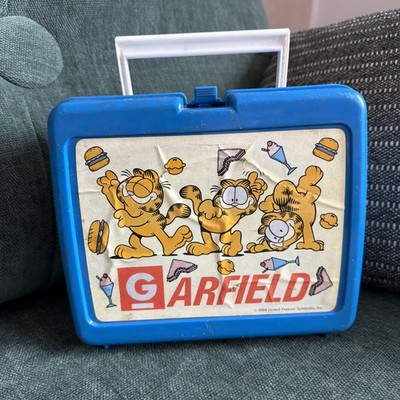 Rarität seltene Garfield Vintage 1988 Kunststoff Brotdose Katze Comic Kinder Schule Thermoskanne