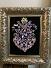 vintage jewelry art Floral Collage framed Christmas Angel