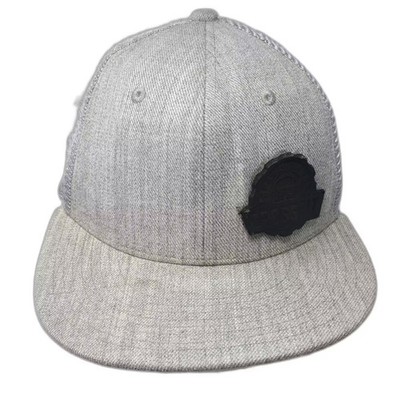 Decky Trucker Hat Gray Black CrossFit OS Snapback Adjustable Flat Brim Mesh Logo