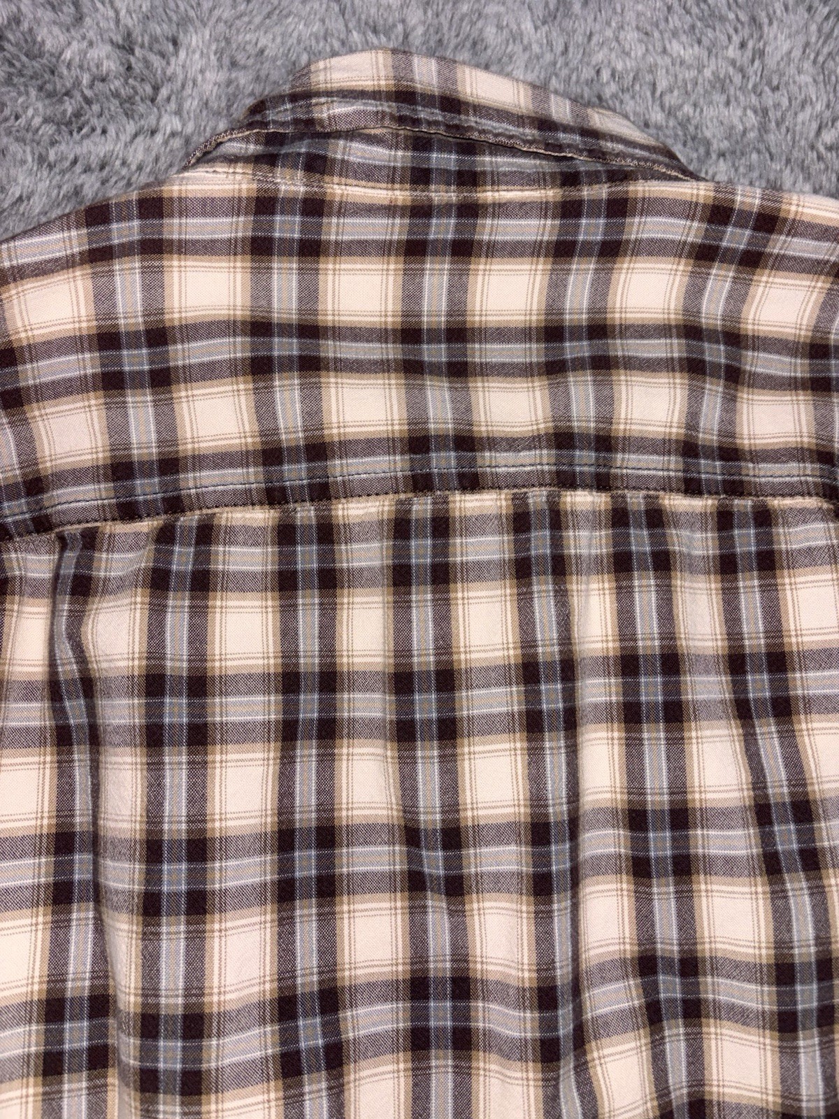 Carhartt Men's Relaxed Fit Plaid Button-Down Shirt Brown Cream Blue Size M thumbnail 11