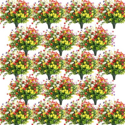 48 Bundles Artificial Flowers Outdoor,UV Resistant Faux Plastic Plants Greene...
