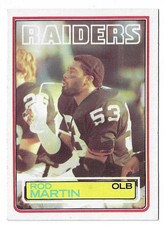 1983 Topps Football Rod Martin Card #304 Los Angeles Raiders