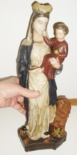 Große alte Heiligenfigur Madonna Heilige Maria mit Jesuskind+Antik +DEROSE