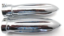 TORPEDO HANDLEBAR GRIPS, CHROMED BILLET ALUMINUM, FOR 1" HANDLEBARS, HARLEYSTYLE