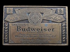 SB07129 VINTAGE 1970s  GENUINE BUDWEISER LAGER BEER  ADVERTISEMENT BELT BUCKLE