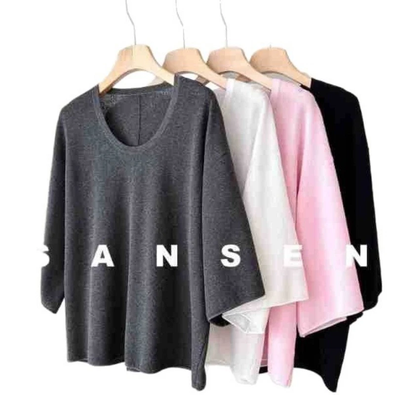 THE ROW Womens Deep U-neck Loose Knitted Tee Long-sleeved Top - Image 2 of 4