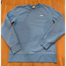 The North Face Mens Blue Crewneck Sweatshirt Fleece Pullover Logo Patch Size M