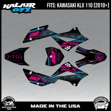 Graphics Kit for Kawasaki KLX110 KLX110R/RL (2010-2024) Rift Series - Magenta