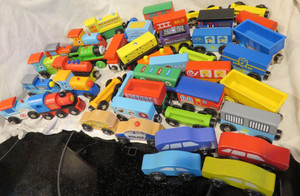 Over 130 Wood Train Railroad Track Locomotives Cars Railway Cars
