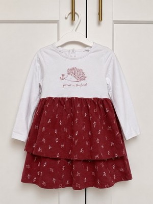 Bubble Gum Kleid Gr. 74 Mädchen   Langarm Kleid Rot Weiß Herbst Babykleid