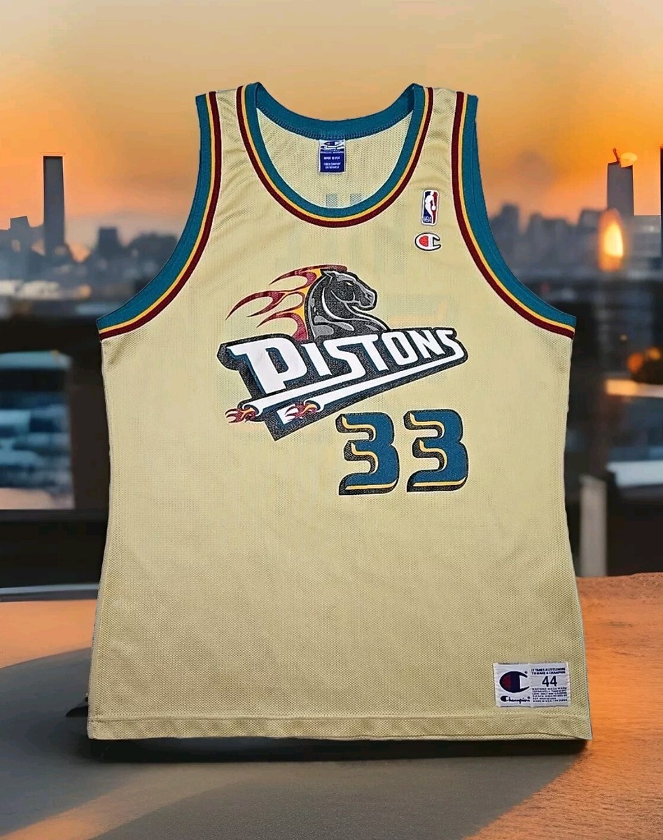 VTG. Grant Hill Detroit Pistons 33 Gold Color Champion Jersey Size