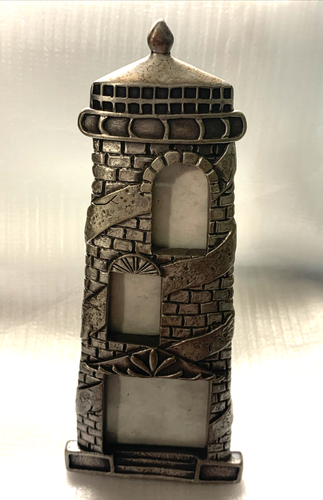 Sixtrees Lighthouse Picture Frame Pewter Metal Photo Holder 3 Slots - Picture 7 of 13