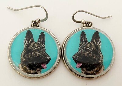 German Shepherd Dog Original Art Earrings