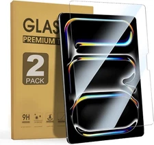 2 Pack Glass Screen Protector for iPad Pro 11-Inch M5/M4 2025/2024 (6th/5th Gen)