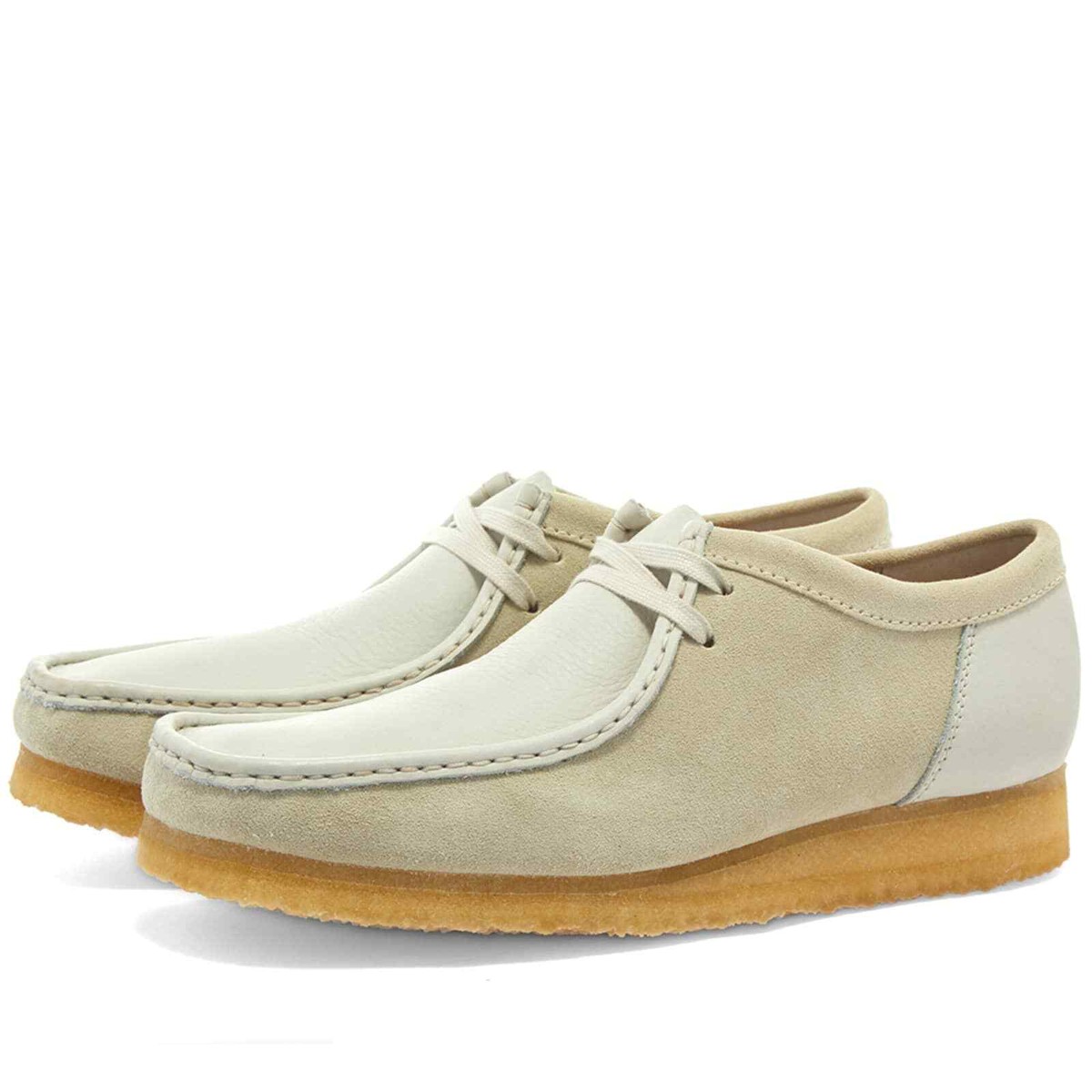 BNIB Mens Clarks Originals WALLABEE 2CLR White CombI Suede Leather 