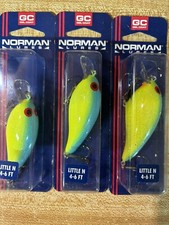 3 Norman Lures Little N Chartreuse/Blue Gelcoat Sparkle