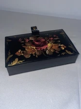 SILENT BUTLER VINTAGE CRUMB CATCHER HAND PAINTED Decoware FLORAL PATTERN