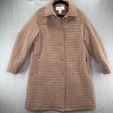 Willow Lane Quilted Jacket Women's M Brown Barn Chore Coat Lined Winter Fall